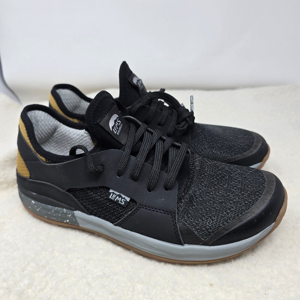 NEW Lems Mesa Sneaker Men 9.5 Carbon Black Tan Minimalist Trail Shoe LM210802